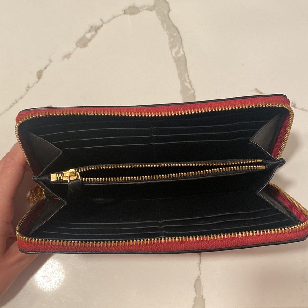 Alexander McQueen Red Leather Continental Zip Around Wallet